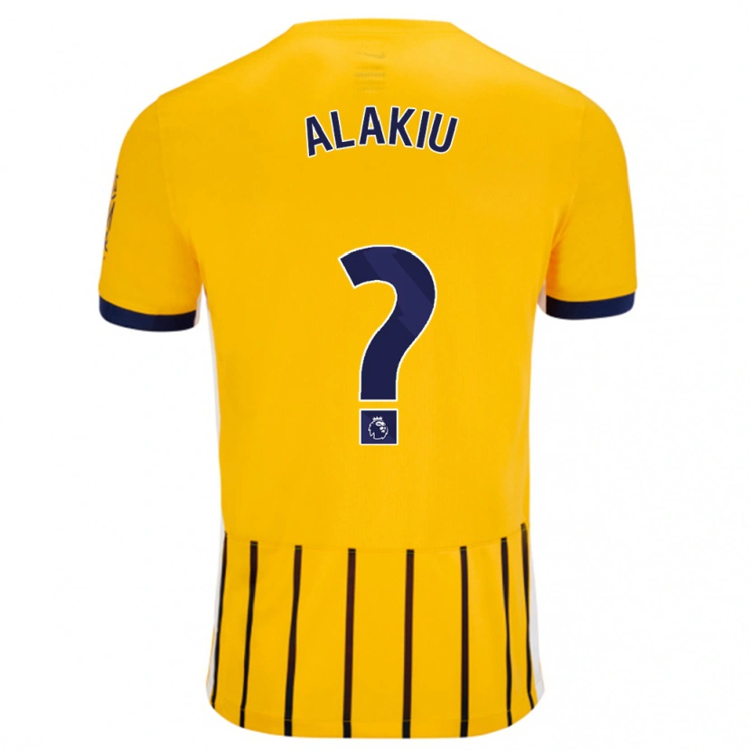 Danxen Kinderen Isaiah Alakiu #0 Goud Blauw Krijtstrepen Uitshirt Uittenue 2024/25 T-Shirt