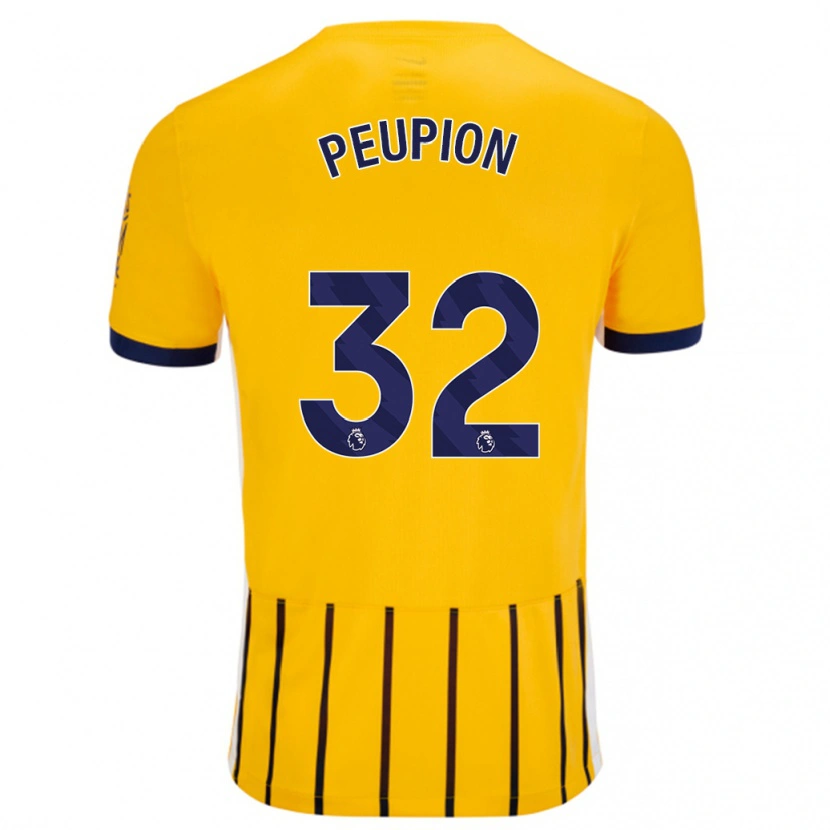 Danxen Kinderen Cameron Peupion #32 Goud Blauw Krijtstrepen Uitshirt Uittenue 2024/25 T-Shirt