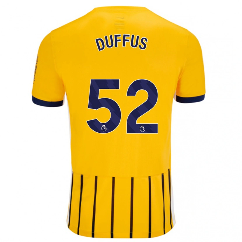 Danxen Kinderen Josh Duffus #52 Goud Blauw Krijtstrepen Uitshirt Uittenue 2024/25 T-Shirt