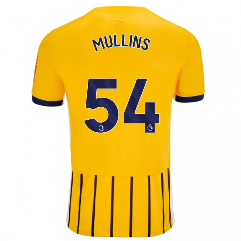 Danxen Kinderen Jamie Mullins #54 Goud Blauw Krijtstrepen Uitshirt Uittenue 2024/25 T-Shirt