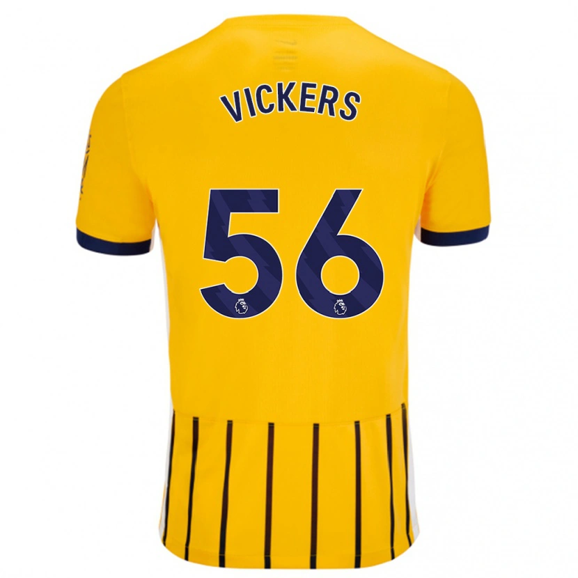 Danxen Kinderen Caylan Vickers #56 Goud Blauw Krijtstrepen Uitshirt Uittenue 2024/25 T-Shirt