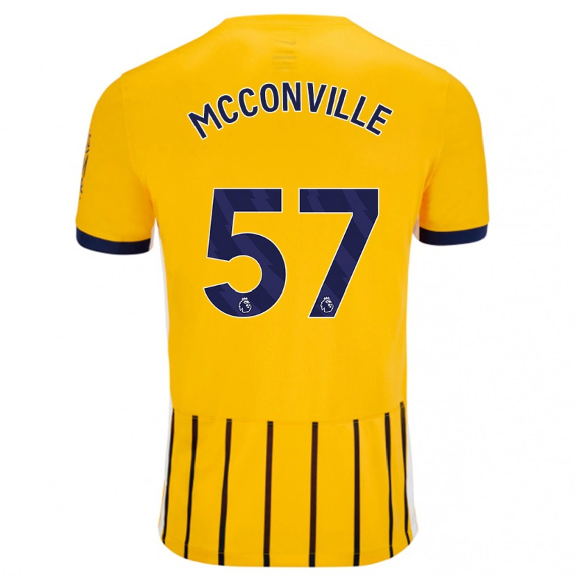 Danxen Kinderen Ruairi Mcconville #57 Goud Blauw Krijtstrepen Uitshirt Uittenue 2024/25 T-Shirt