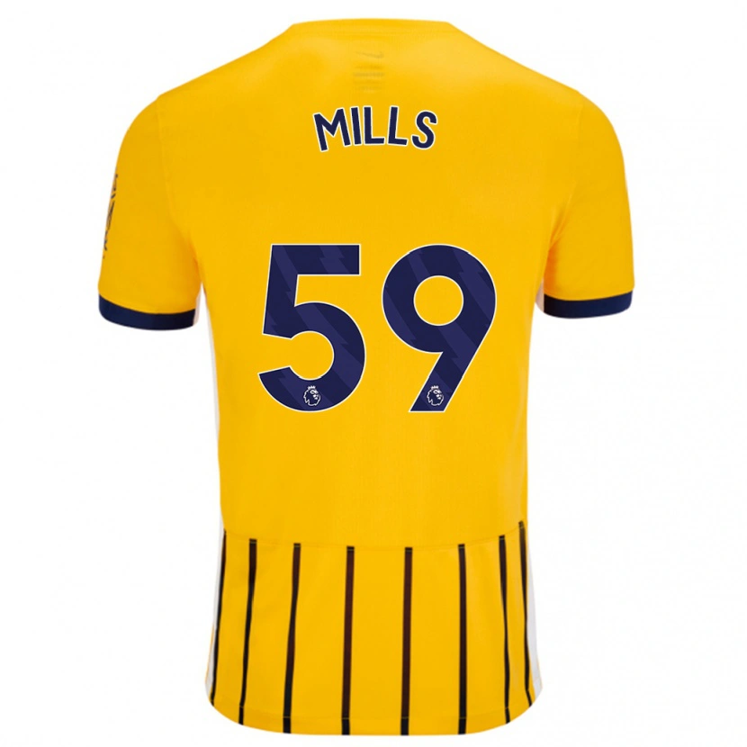 Danxen Kinderen Harry Mills #59 Goud Blauw Krijtstrepen Uitshirt Uittenue 2024/25 T-Shirt