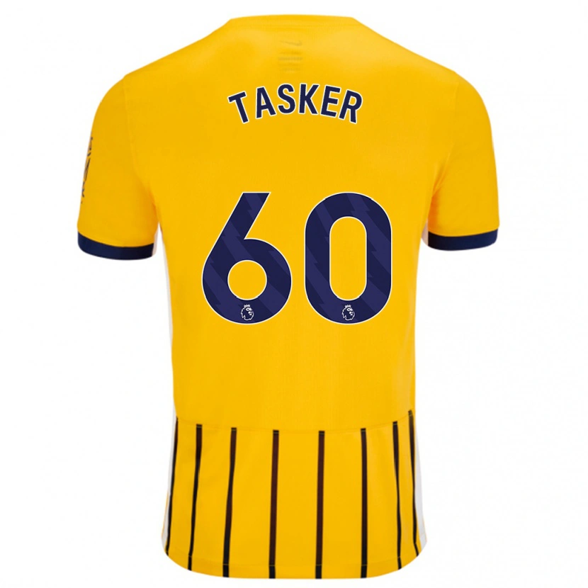 Danxen Kinderen Charlie Tasker #60 Goud Blauw Krijtstrepen Uitshirt Uittenue 2024/25 T-Shirt