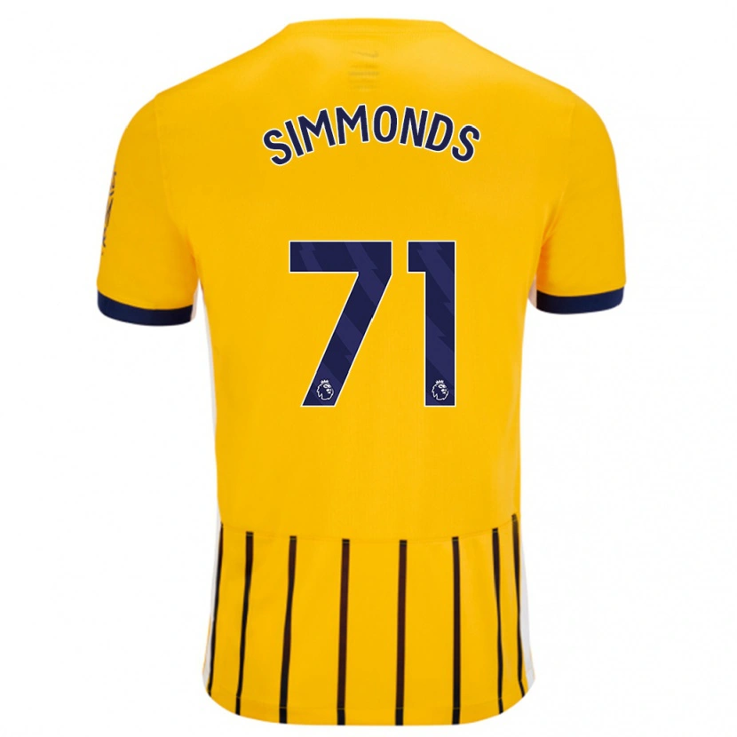 Danxen Kinderen Freddie Simmonds #71 Goud Blauw Krijtstrepen Uitshirt Uittenue 2024/25 T-Shirt