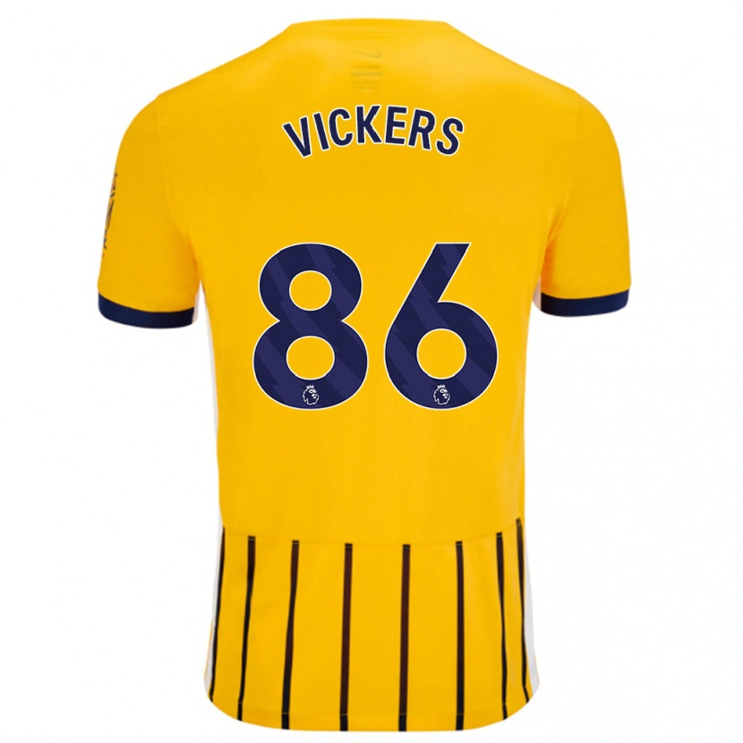 Danxen Kinderen Jacob Vickers #86 Goud Blauw Krijtstrepen Uitshirt Uittenue 2024/25 T-Shirt