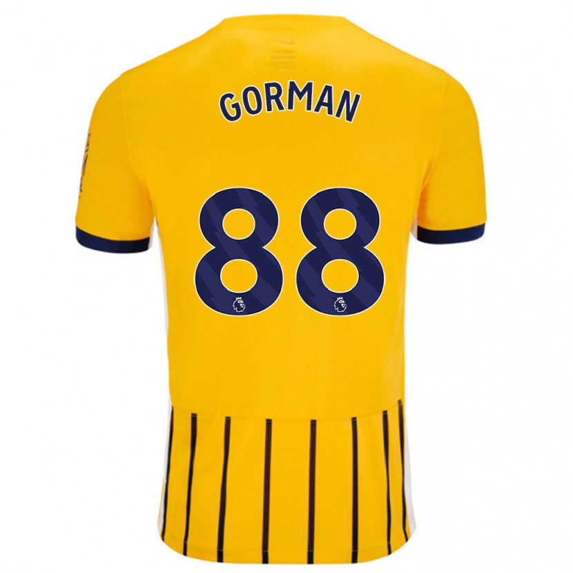 Danxen Kinderen Ronnie Gorman #88 Goud Blauw Krijtstrepen Uitshirt Uittenue 2024/25 T-Shirt