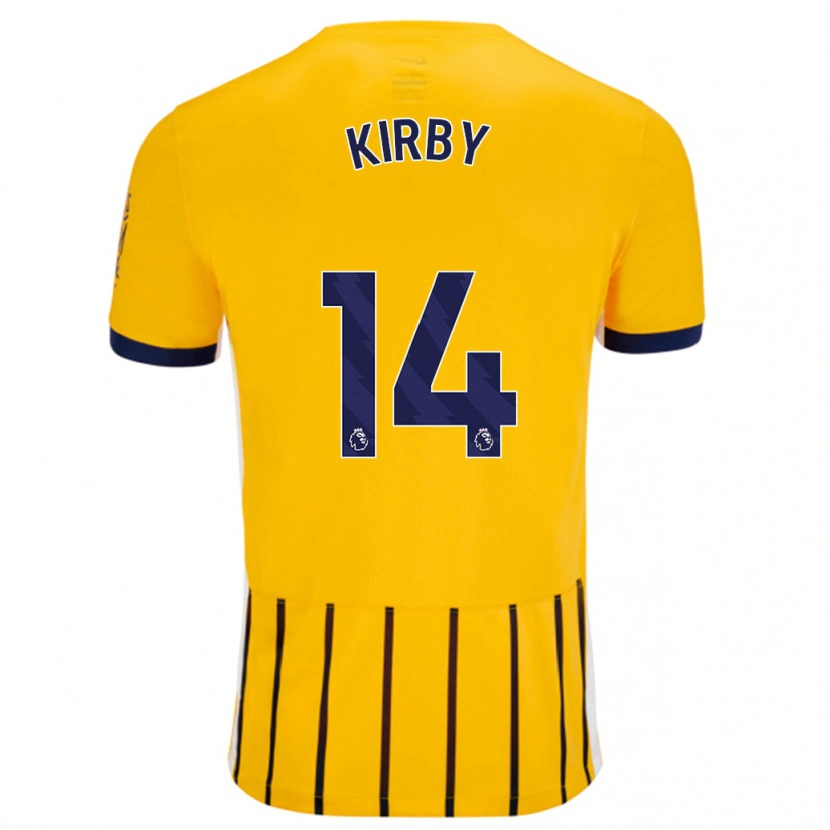 Danxen Kinderen Fran Kirby #14 Goud Blauw Krijtstrepen Uitshirt Uittenue 2024/25 T-Shirt