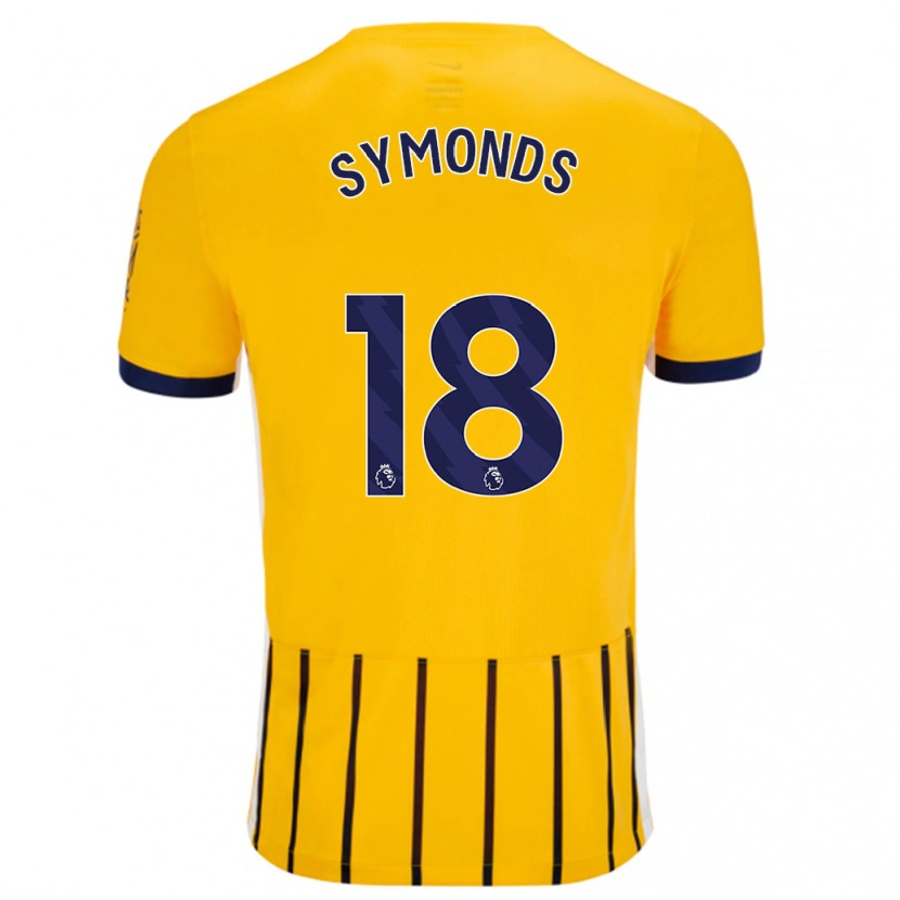 Danxen Kinderen Maisie Symonds #18 Goud Blauw Krijtstrepen Uitshirt Uittenue 2024/25 T-Shirt