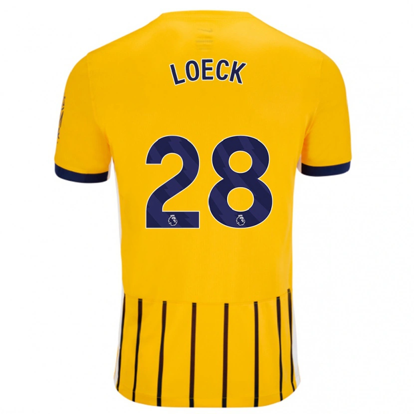 Danxen Kinderen Melina Loeck #28 Goud Blauw Krijtstrepen Uitshirt Uittenue 2024/25 T-Shirt