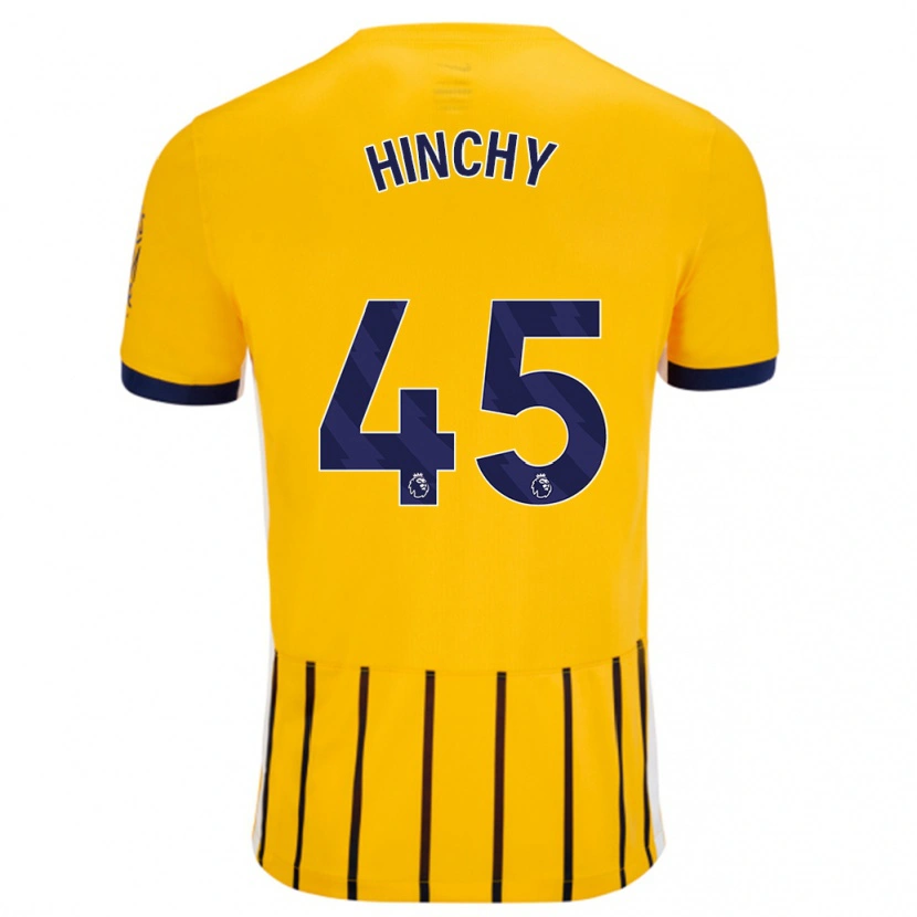 Danxen Kinderen Jack Hinchy #45 Goud Blauw Krijtstrepen Uitshirt Uittenue 2024/25 T-Shirt