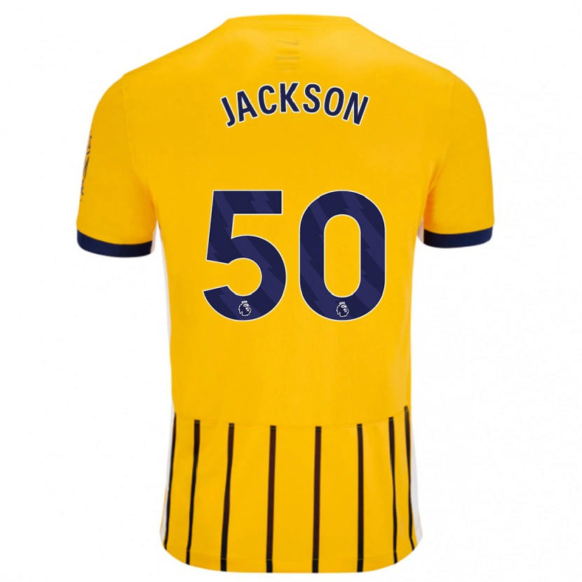 Danxen Kinderen Ben Jackson #50 Goud Blauw Krijtstrepen Uitshirt Uittenue 2024/25 T-Shirt