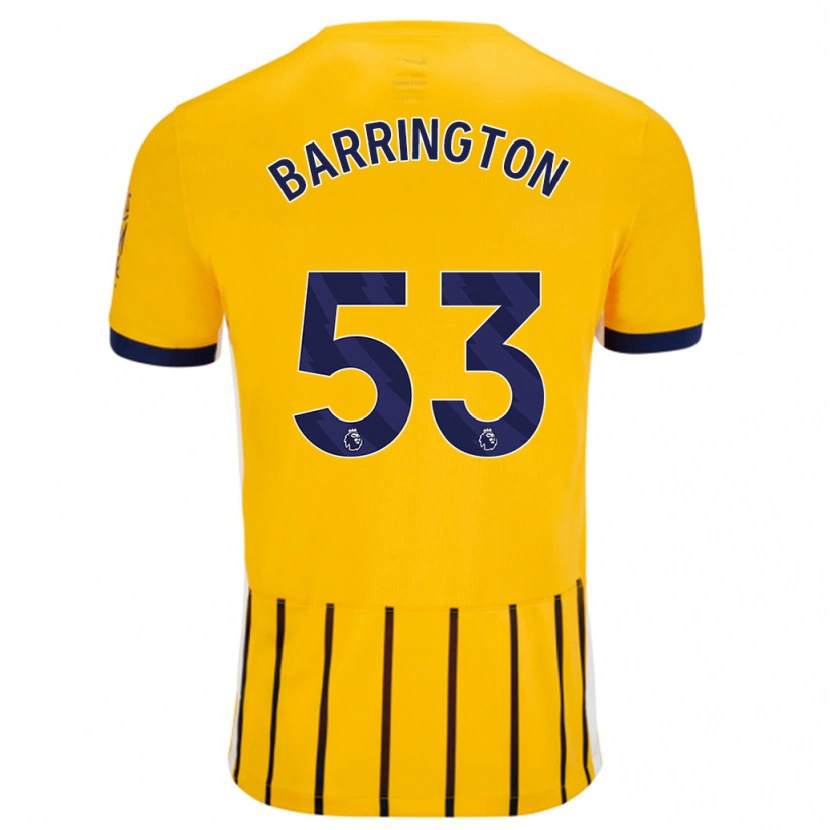 Danxen Kinderen Luca Barrington #53 Goud Blauw Krijtstrepen Uitshirt Uittenue 2024/25 T-Shirt