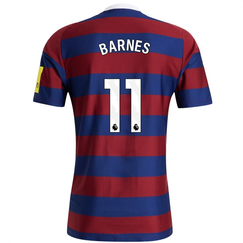 Danxen Kinderen Harvey Barnes #11 Bordeauxrood Marineblauw Uitshirt Uittenue 2024/25 T-Shirt