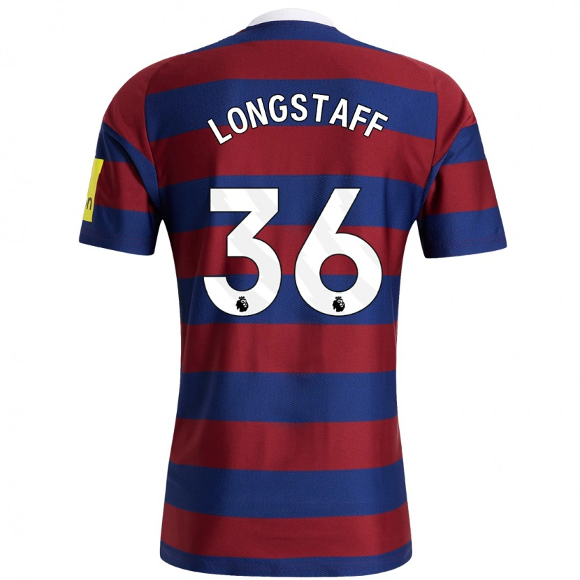 Danxen Kinderen Sean Longstaff #36 Bordeauxrood Marineblauw Uitshirt Uittenue 2024/25 T-Shirt