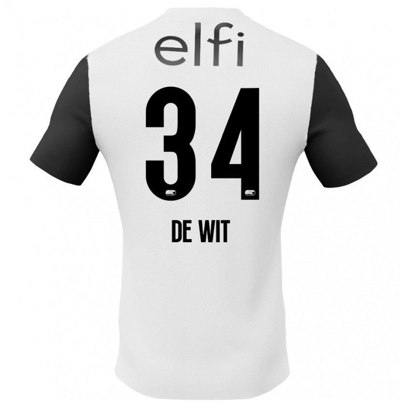 Danxen Kinderen Mees De Wit #34 Wit Zwart Uitshirt Uittenue 2024/25 T-Shirt