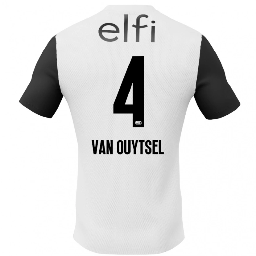 Danxen Kinderen Kevin Van Ouytsel #4 Wit Zwart Uitshirt Uittenue 2024/25 T-Shirt