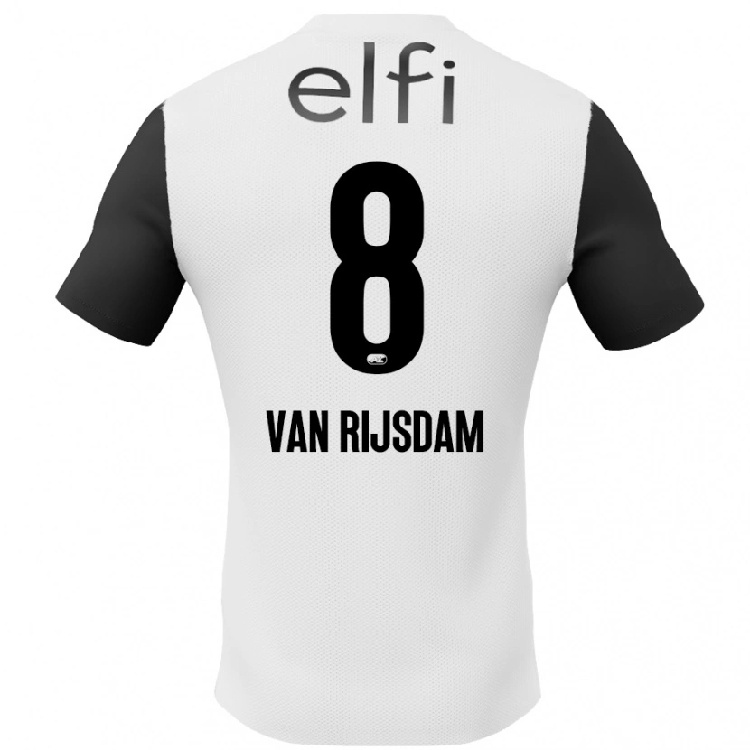 Danxen Kinderen Julian Van Rijsdam #8 Wit Zwart Uitshirt Uittenue 2024/25 T-Shirt