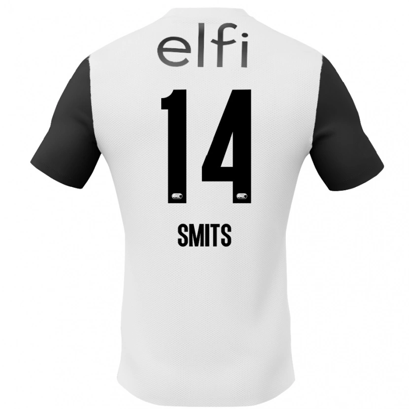 Danxen Kinderen Anthony Smits #14 Wit Zwart Uitshirt Uittenue 2024/25 T-Shirt