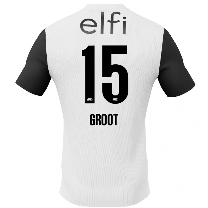 Danxen Kinderen Pleun Groot #15 Wit Zwart Uitshirt Uittenue 2024/25 T-Shirt