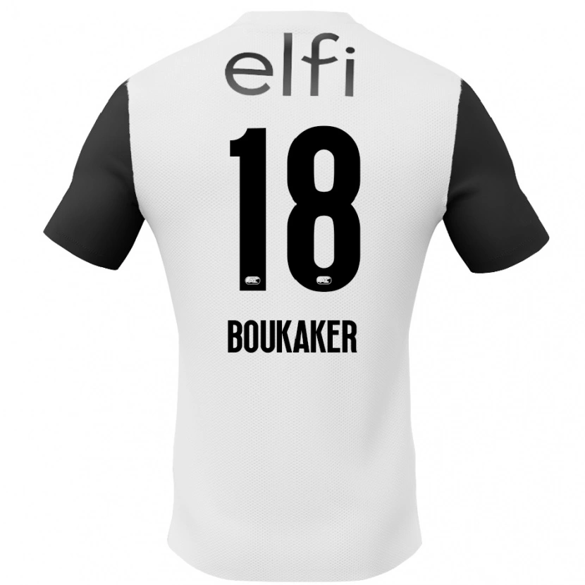 Danxen Kinderen Romaissa Boukaker #18 Wit Zwart Uitshirt Uittenue 2024/25 T-Shirt