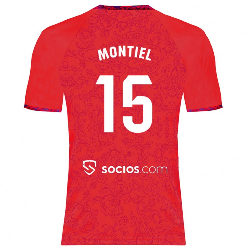 Danxen Kinderen Gonzalo Montiel #15 Rood Uitshirt Uittenue 2024/25 T-Shirt