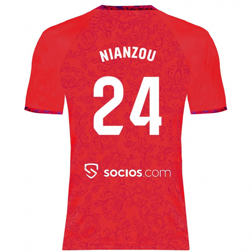 Danxen Kinderen Tanguy Nianzou #24 Rood Uitshirt Uittenue 2024/25 T-Shirt