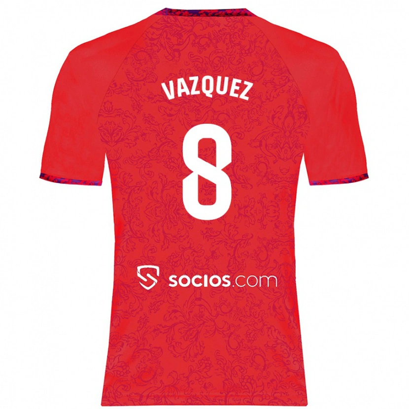 Danxen Kinderen Manolo Vázquez #8 Rood Uitshirt Uittenue 2024/25 T-Shirt