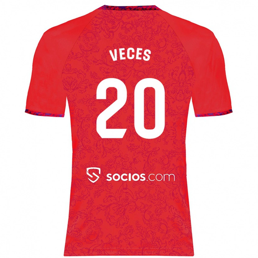 Danxen Kinderen Sergio Veces #20 Rood Uitshirt Uittenue 2024/25 T-Shirt