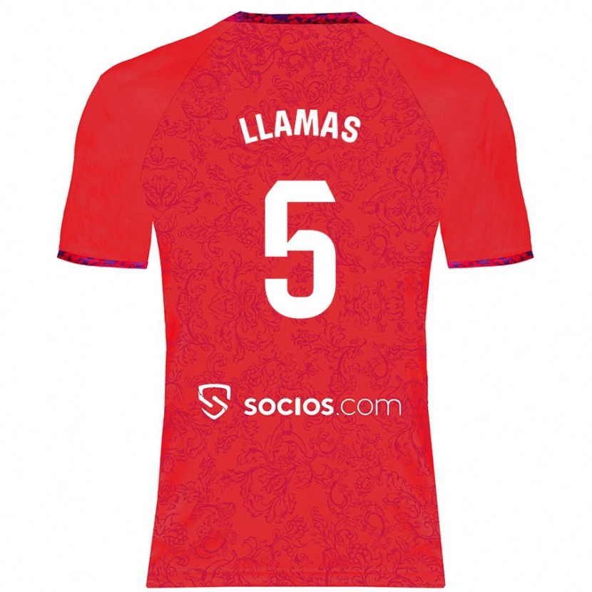 Danxen Kinderen Eva Llamas #5 Rood Uitshirt Uittenue 2024/25 T-Shirt