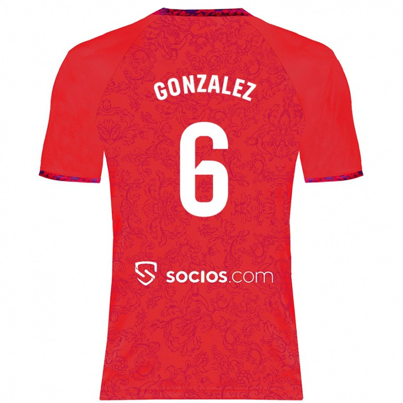 Danxen Kinderen Pamela González #6 Rood Uitshirt Uittenue 2024/25 T-Shirt