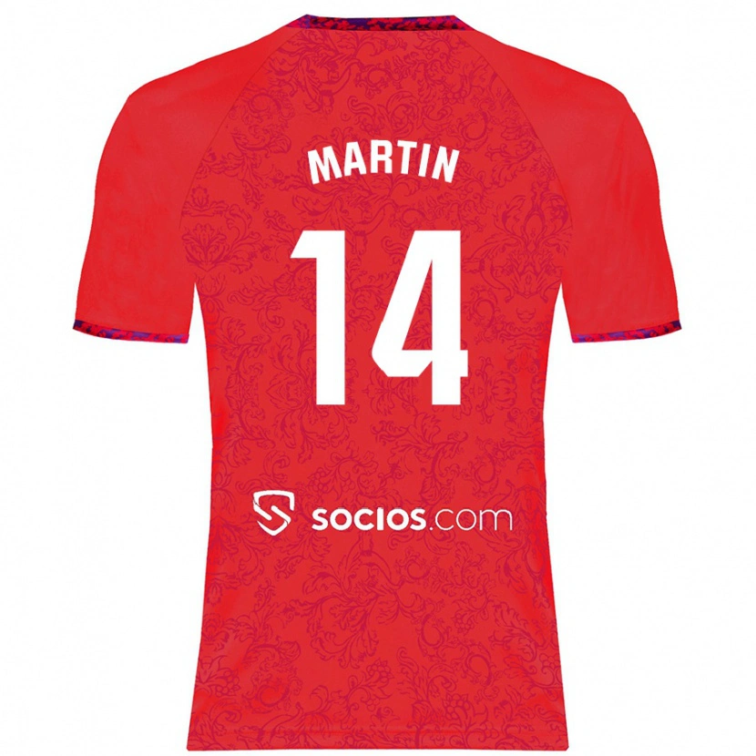 Danxen Kinderen Nazareth Martín #14 Rood Uitshirt Uittenue 2024/25 T-Shirt