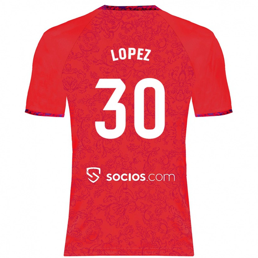 Danxen Kinderen Alba López #30 Rood Uitshirt Uittenue 2024/25 T-Shirt