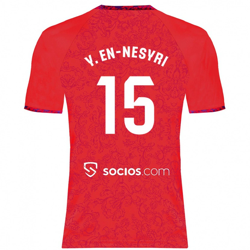 Danxen Kinderen Youssef En-Nesyri #15 Rood Uitshirt Uittenue 2024/25 T-Shirt