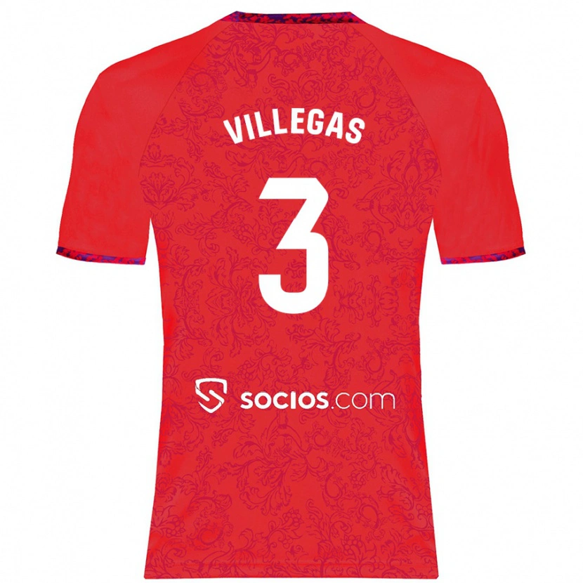 Danxen Kinderen Juancho Villegas #3 Rood Uitshirt Uittenue 2024/25 T-Shirt