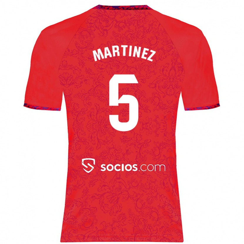 Danxen Kinderen Sergio Martínez #5 Rood Uitshirt Uittenue 2024/25 T-Shirt