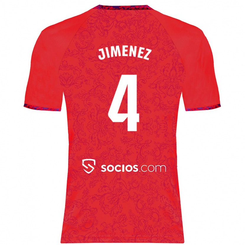 Danxen Kinderen Diego Jiménez #4 Rood Uitshirt Uittenue 2024/25 T-Shirt