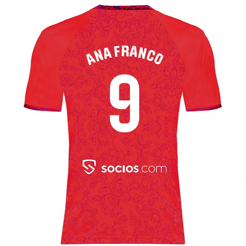 Danxen Kinderen Ana Franco De La Vega #9 Rood Uitshirt Uittenue 2024/25 T-Shirt