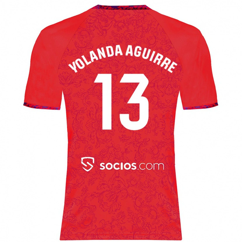 Danxen Kinderen Yolanda Aguirre Gutiérrez #13 Rood Uitshirt Uittenue 2024/25 T-Shirt