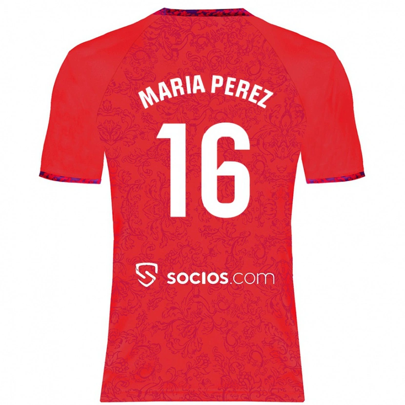 Danxen Kinderen María Pérez Rabaza #16 Rood Uitshirt Uittenue 2024/25 T-Shirt