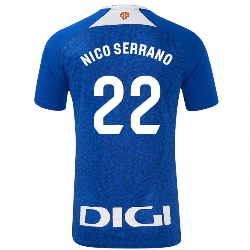 Danxen Kinderen Nico Serrano #22 Koningsblauw Uitshirt Uittenue 2024/25 T-Shirt