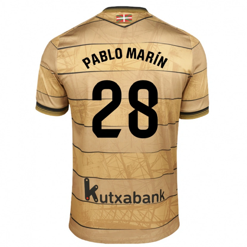 Danxen Kinderen Pablo Marín #28 Bruin Uitshirt Uittenue 2024/25 T-Shirt