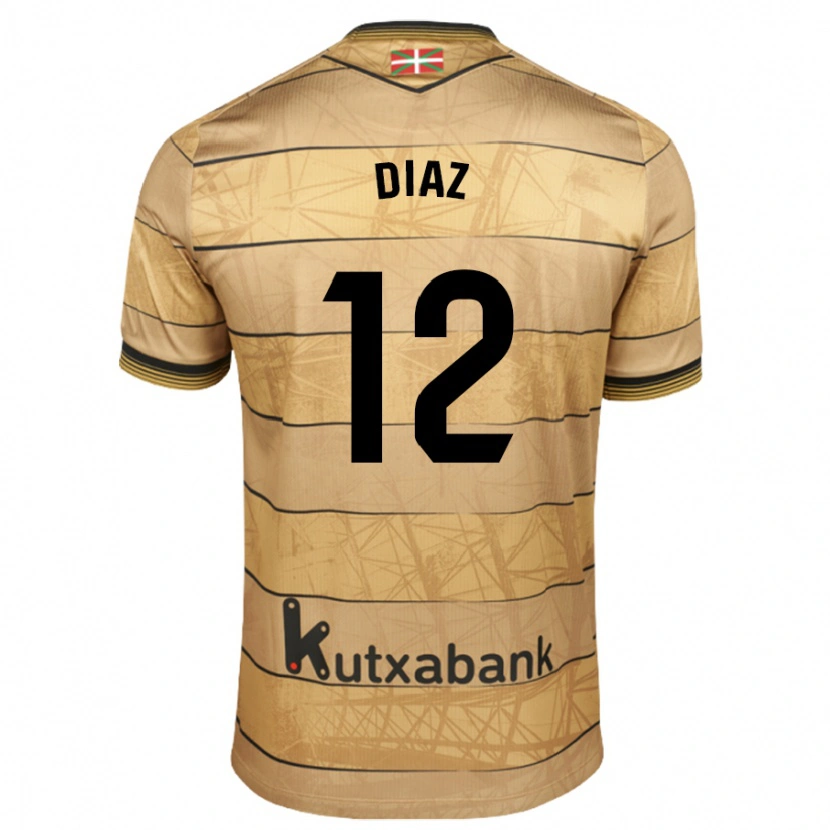 Danxen Kinderen Ekain Díaz #12 Bruin Uitshirt Uittenue 2024/25 T-Shirt