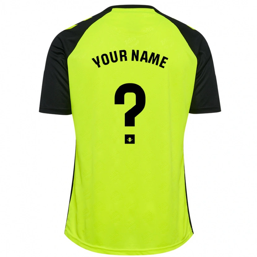 Danxen Kinderen Uw Naam #0 Fluorescerend Geel Zwart Uitshirt Uittenue 2024/25 T-Shirt