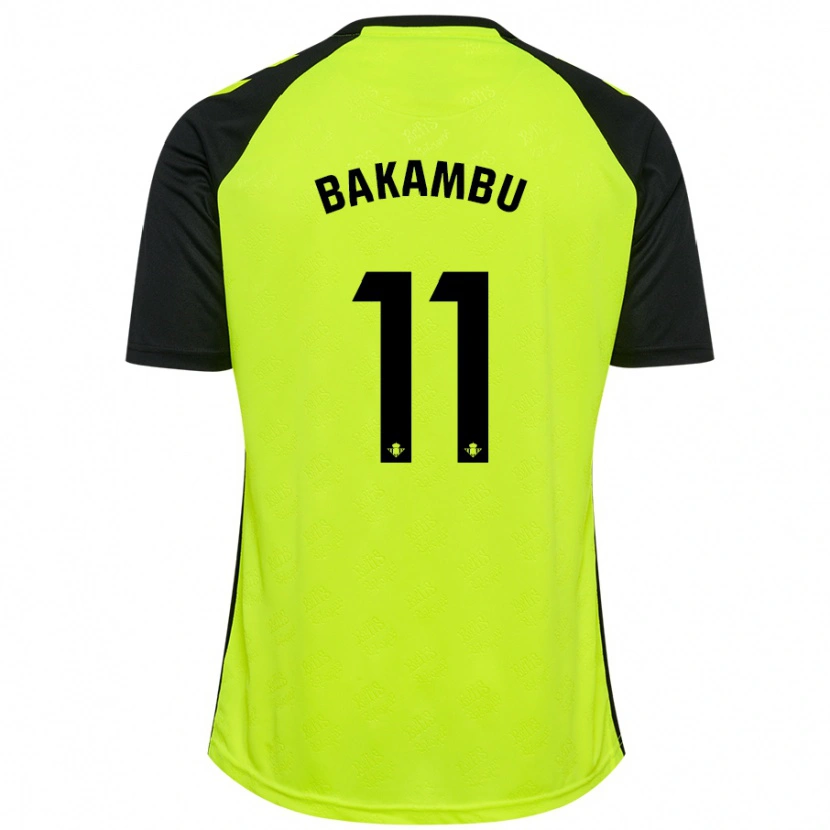 Danxen Kinderen Cédric Bakambu #11 Fluorescerend Geel Zwart Uitshirt Uittenue 2024/25 T-Shirt