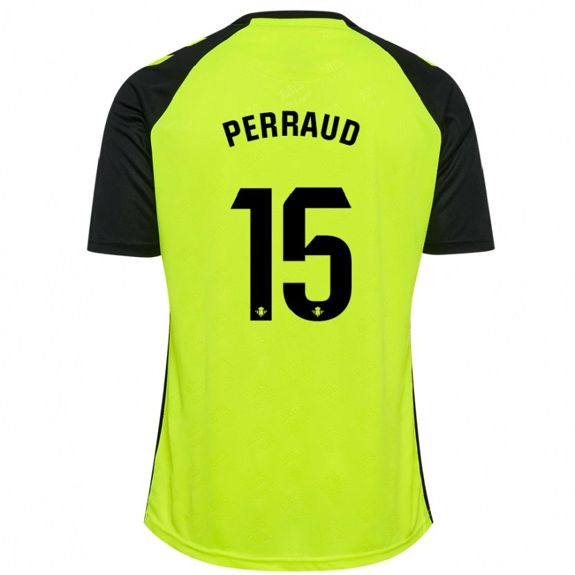 Danxen Kinderen Romain Perraud #15 Fluorescerend Geel Zwart Uitshirt Uittenue 2024/25 T-Shirt