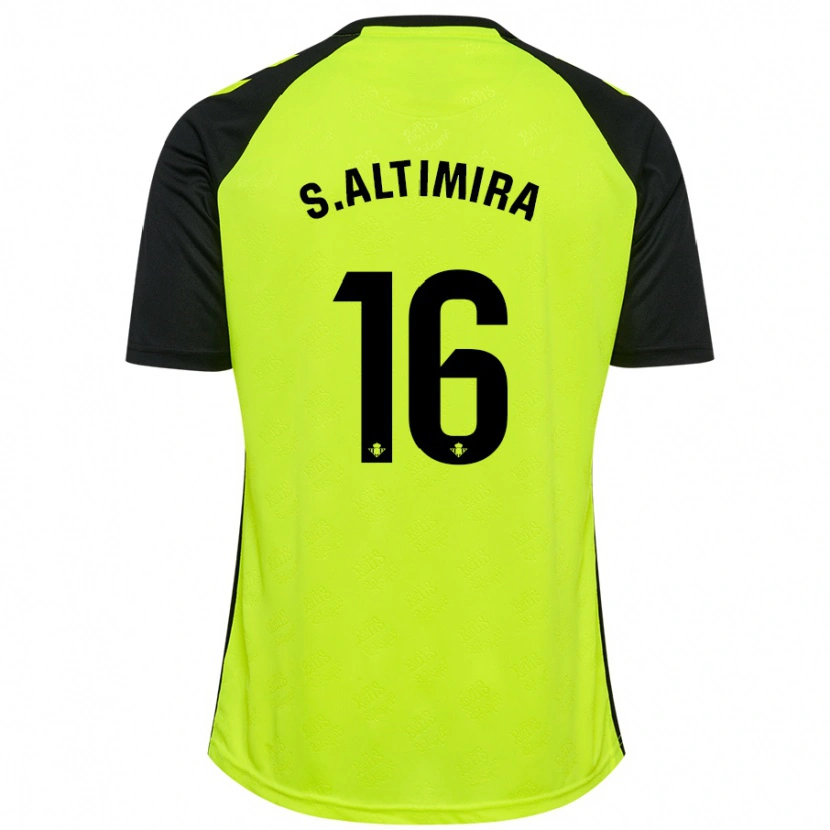 Danxen Kinderen Sergi Altimira #16 Fluorescerend Geel Zwart Uitshirt Uittenue 2024/25 T-Shirt