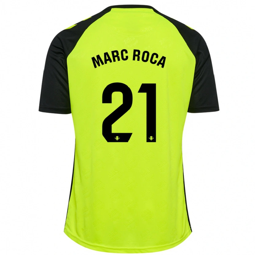 Danxen Kinderen Marc Roca #21 Fluorescerend Geel Zwart Uitshirt Uittenue 2024/25 T-Shirt