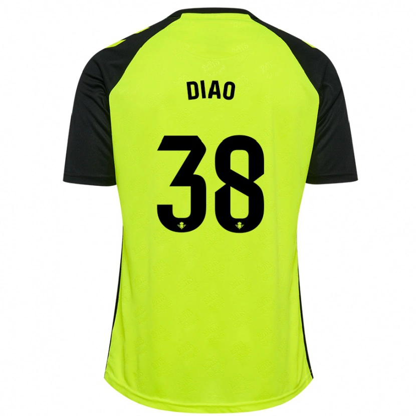 Danxen Kinderen Assane Diao #38 Fluorescerend Geel Zwart Uitshirt Uittenue 2024/25 T-Shirt