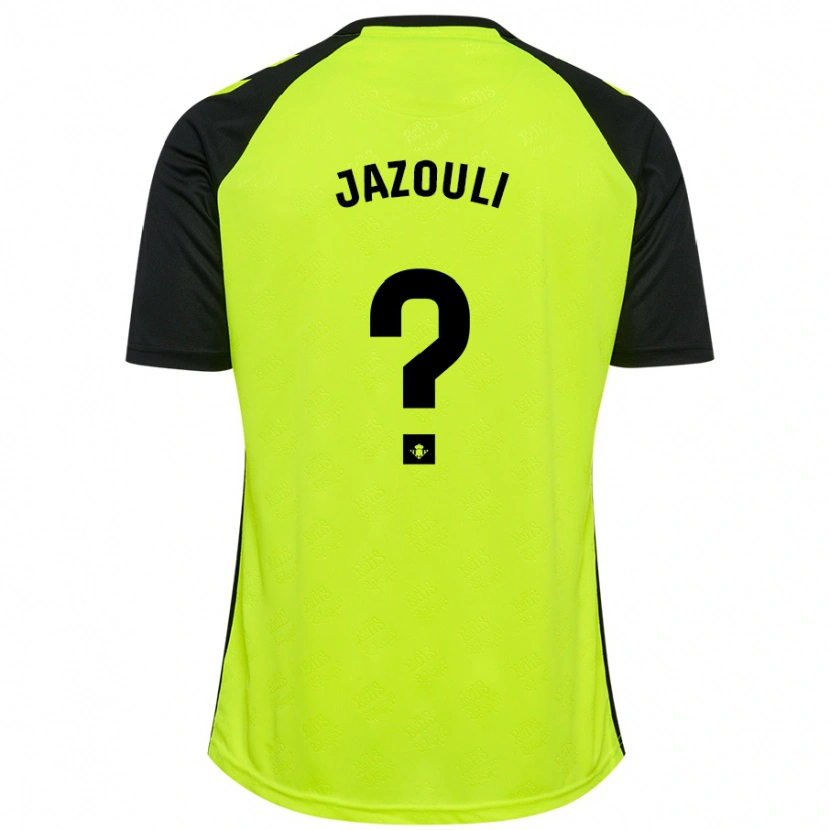 Danxen Kinderen Mohamed Jazouli #0 Fluorescerend Geel Zwart Uitshirt Uittenue 2024/25 T-Shirt